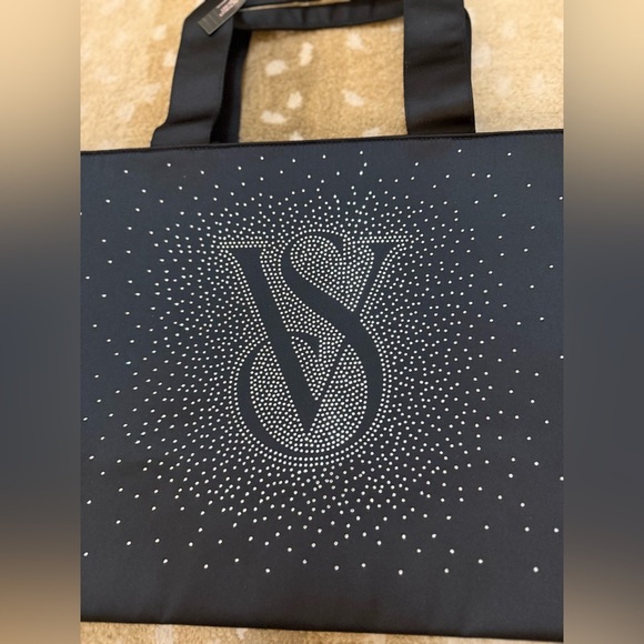 Victoria Secret NWT Holiday 2024 black rhinestone logo tote - Picture 5 of 9